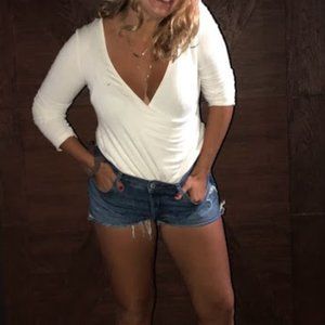 Free People White Wrap long sleeve